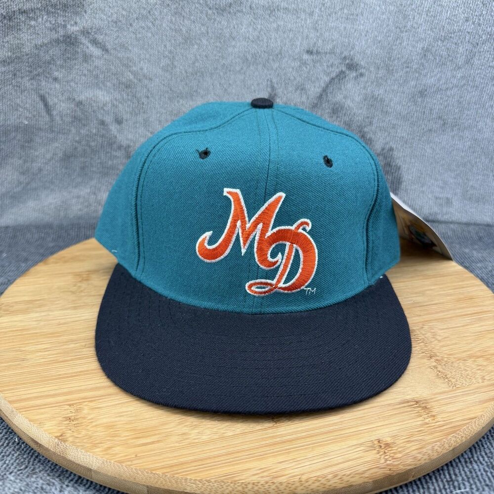 Vtg Miami Dolphins Hat Cap Fitted Men 7 1/8 Green NFL USA 90s Wool New Era